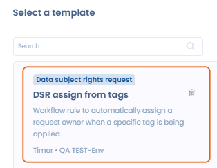 Bibliothèque de modèles de règles avec le modèle DSR assign from tags