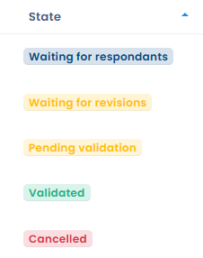 Badges de statut des réponses aux questionnaires